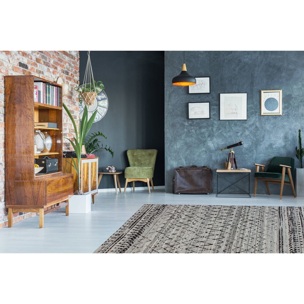 Tapis rectangulaire en laine PHOENIX blanc, gris, ARTE ESPINA