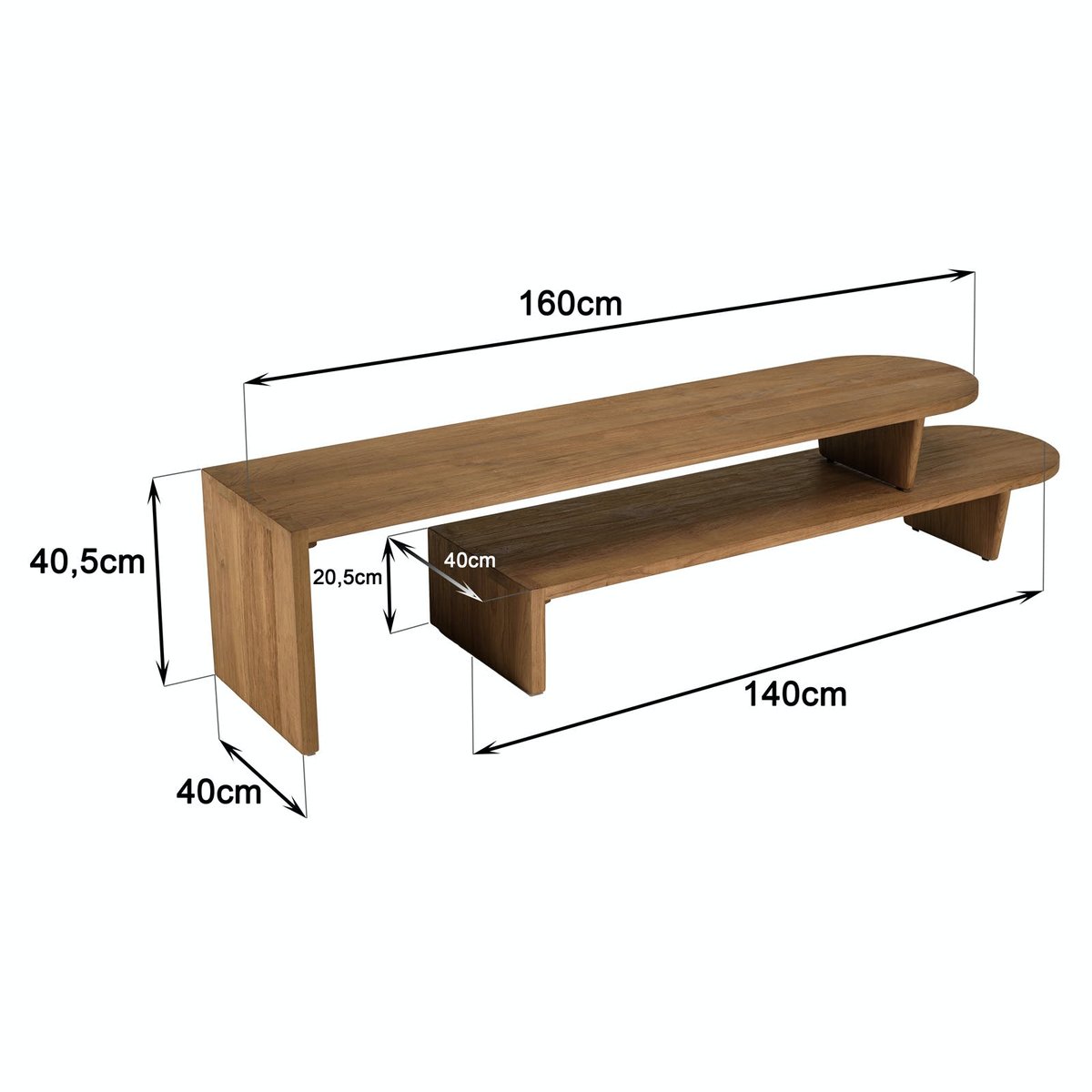 Meuble TV extensible et modulable en teck recyclé SWING bois naturel, PIER IMPORT