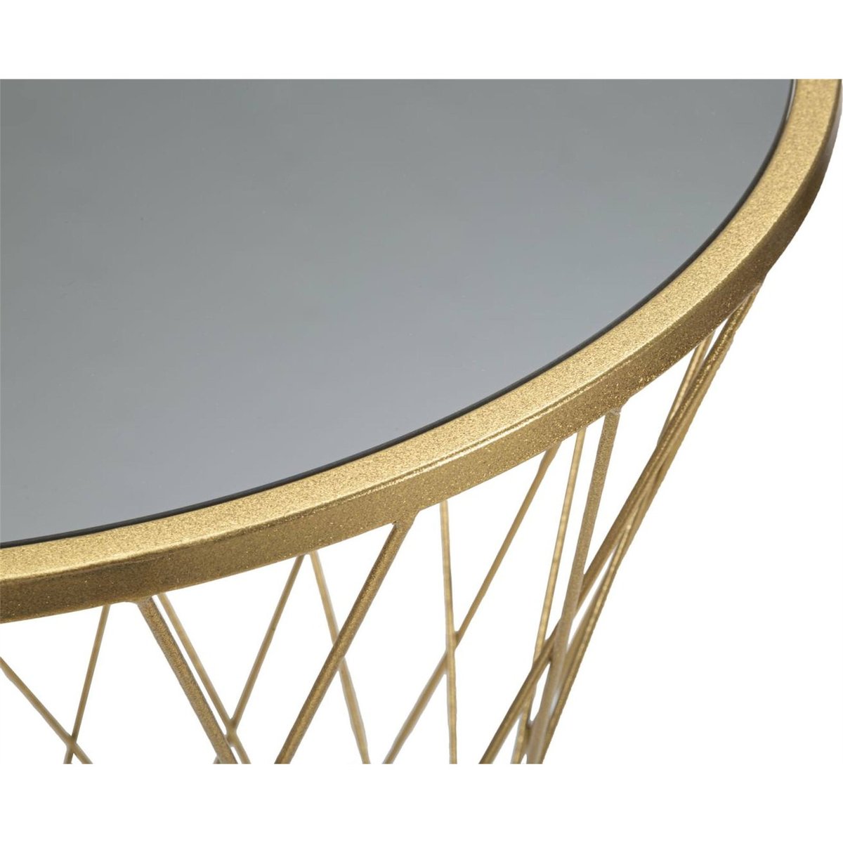Table haute ronde plateau miroir ajouré GLAM doré et miroir, RECOLLECTION