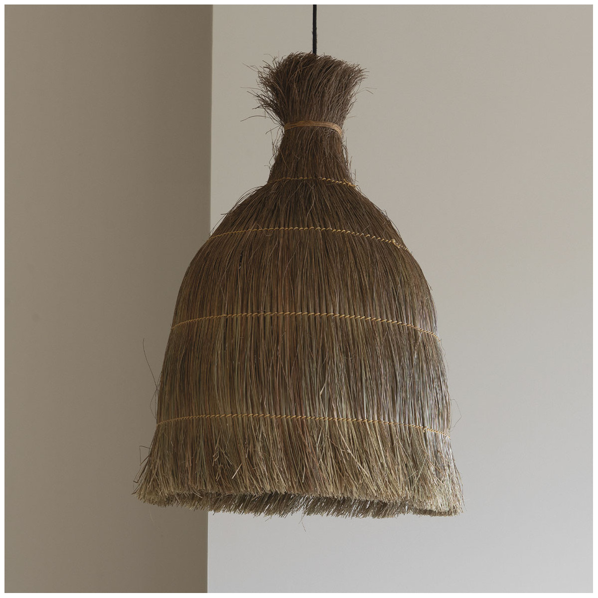 Suspension fibre de canne à sucre naturelle dia 51x72 beige, BLANC D’IVOIRE