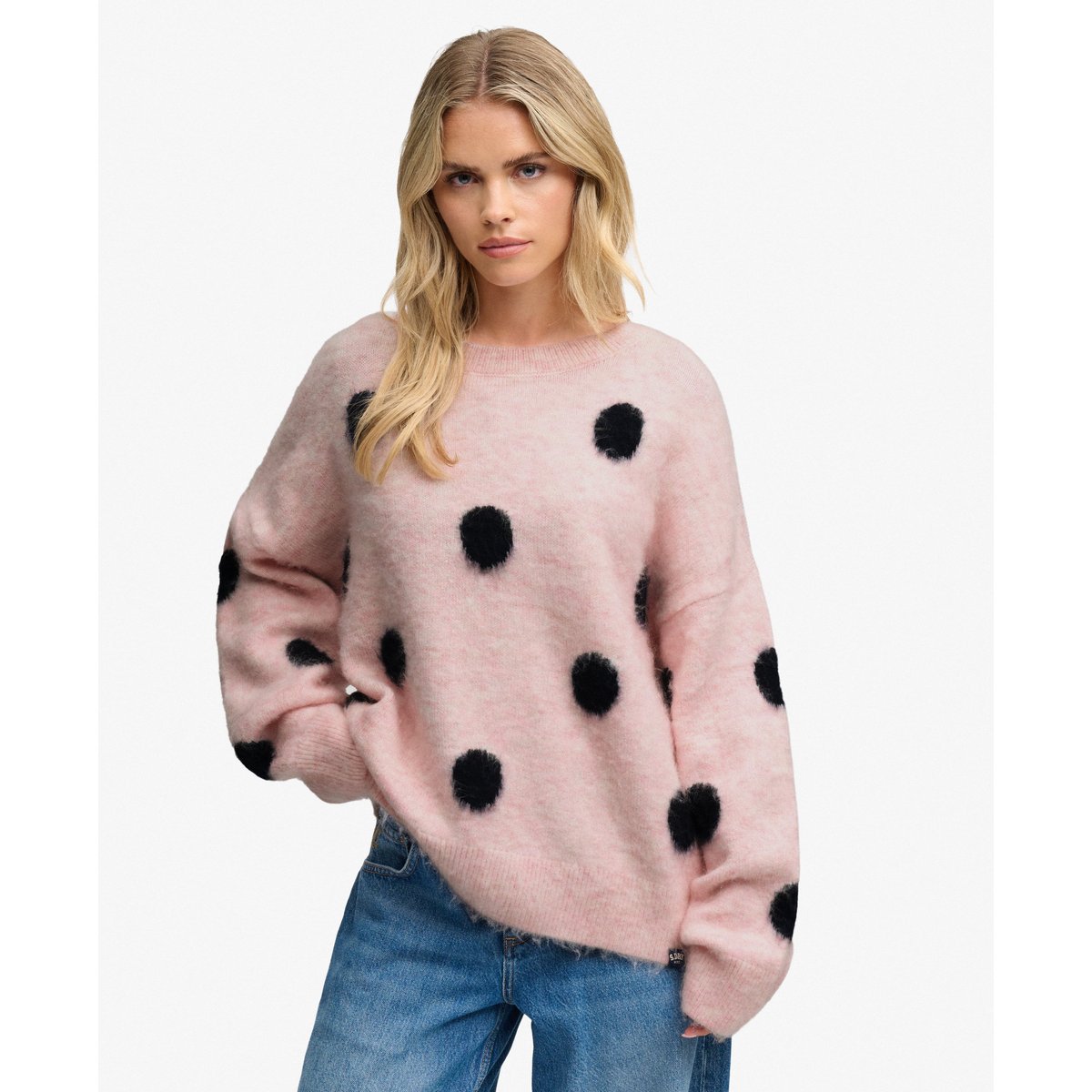 Pull Polka Dot Brossé Coupe Décontractée rose/bleu marine, SUPERDRY