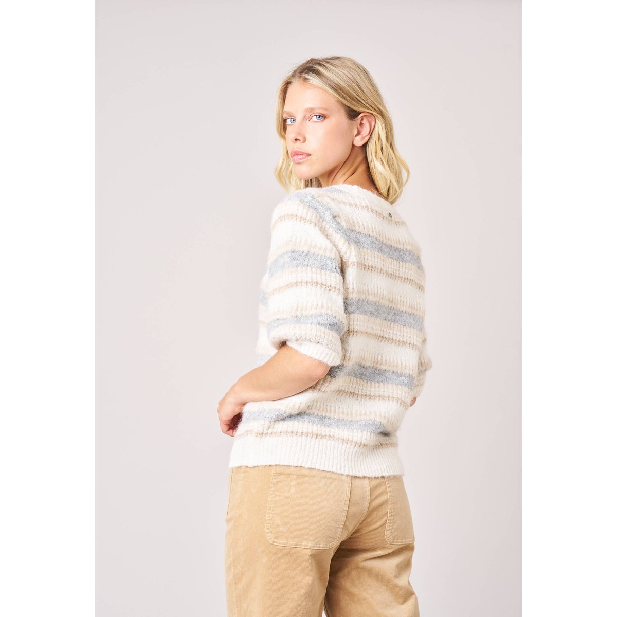 Pull femme à rayures OYANA grey, DEELUXE
