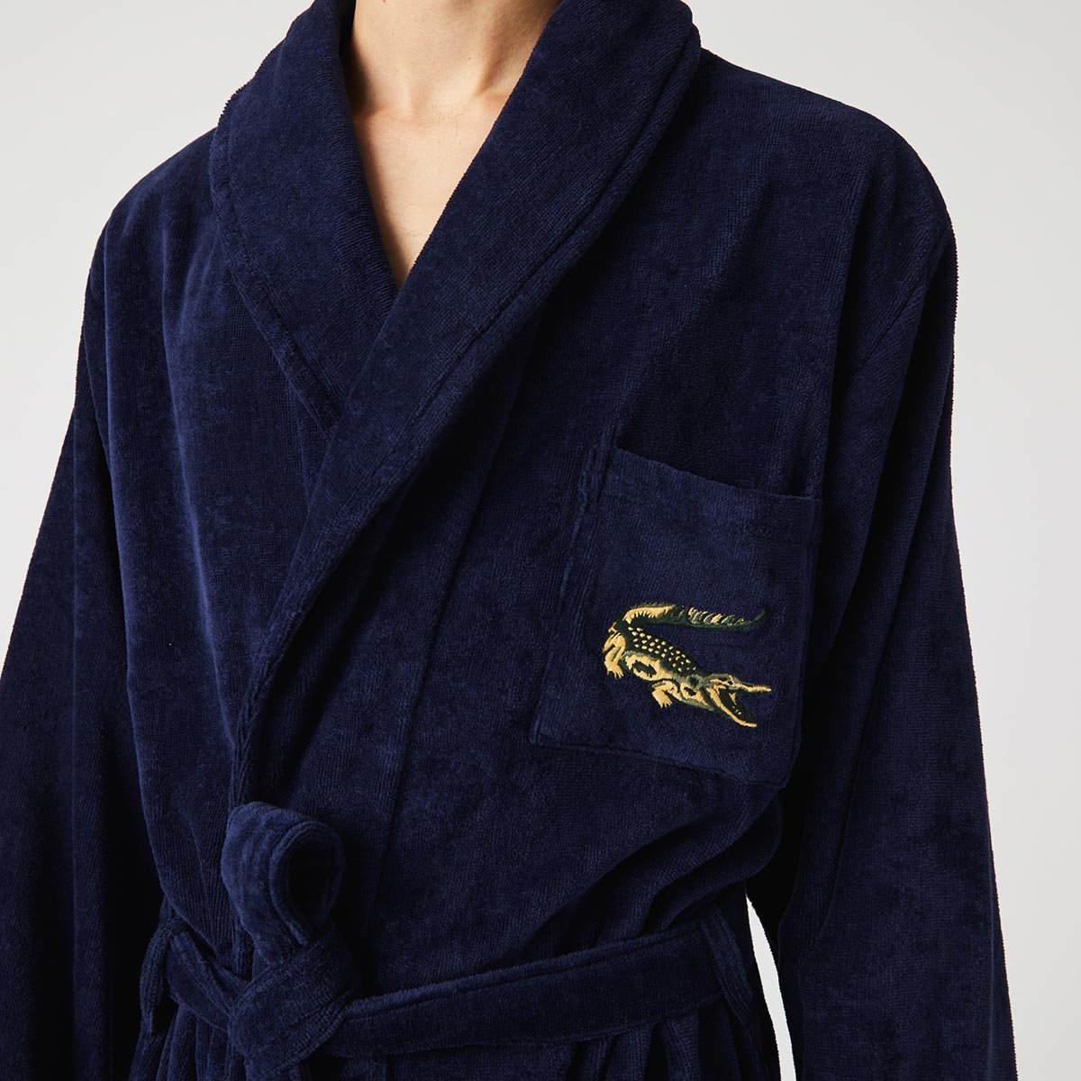 Peignoir de bain en coton, L RENÉ marine, LACOSTE HOME