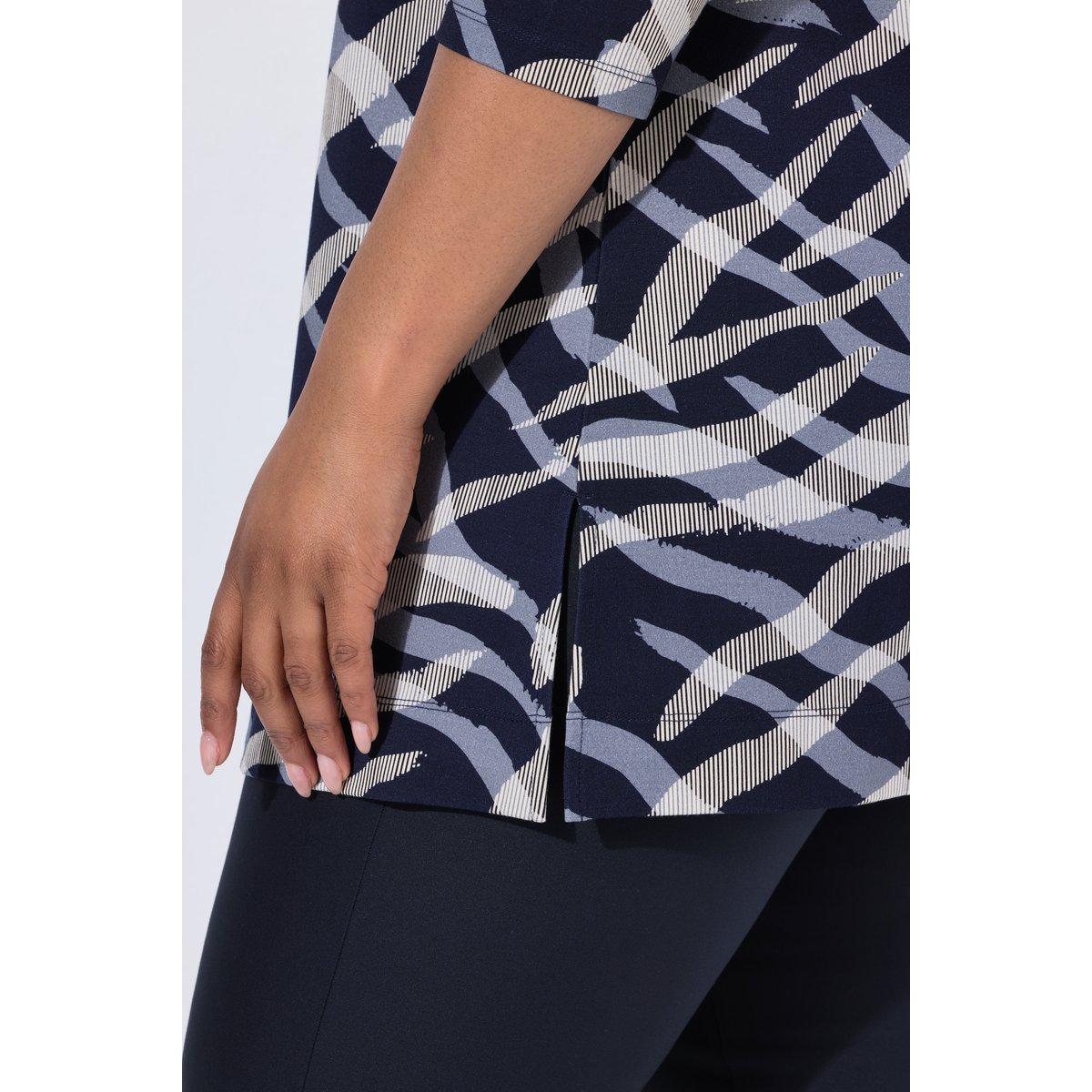 Sweat-shirt, motif zèbre, ligne en A marine foncé, ULLA POPKEN