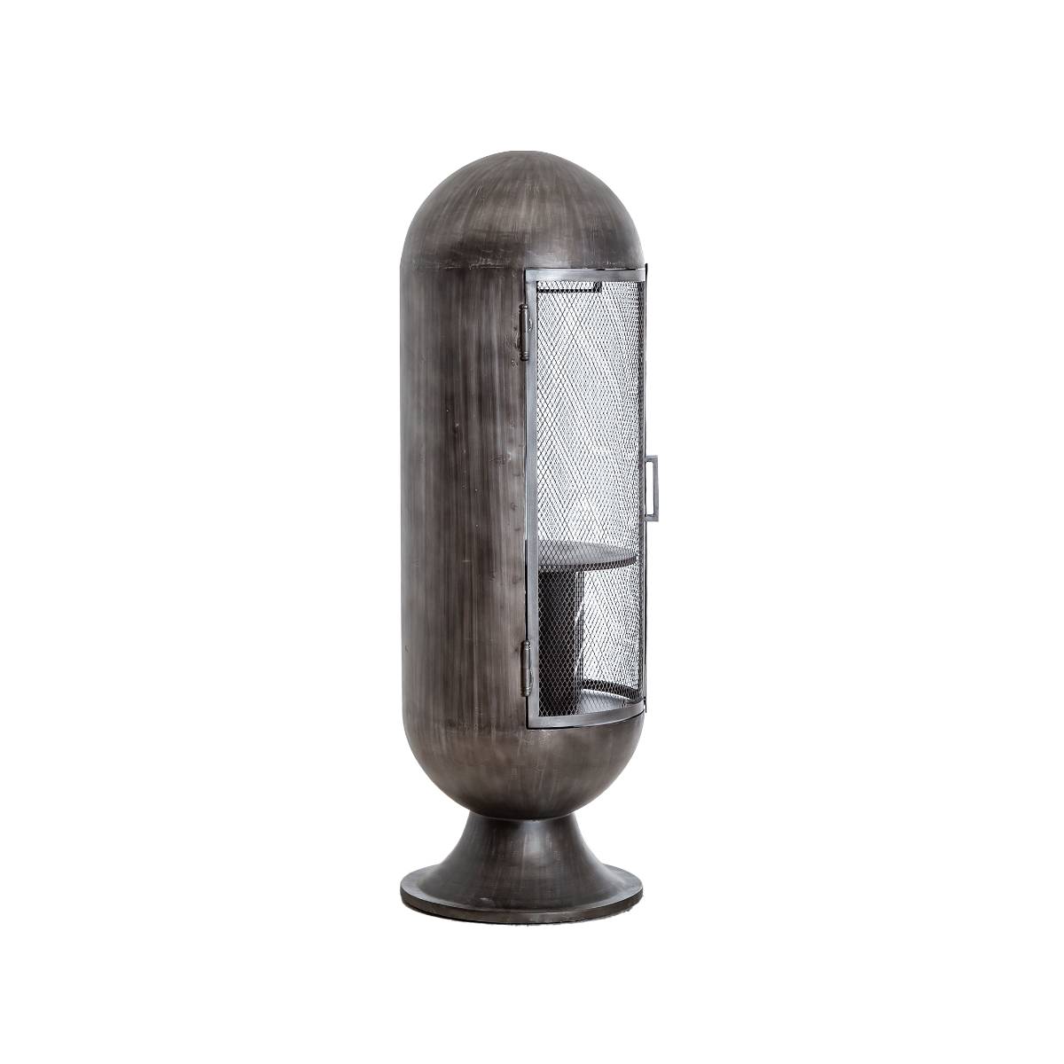 Meuble bar en métal arrondi LOCKER noir, MADE IN MEUBLES