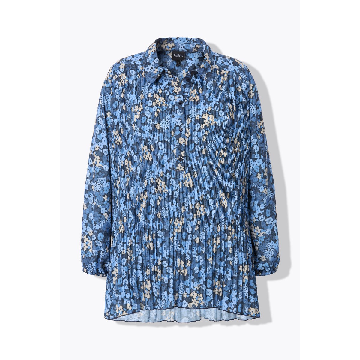 Chemisier plissé à fleurs, coupe évasée bleu clair, ULLA POPKEN