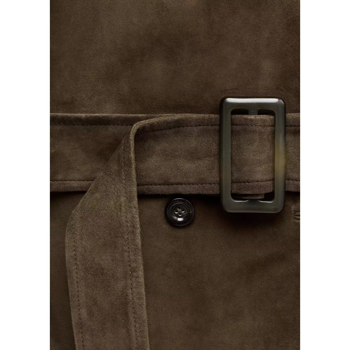 Veste daim ceinture kaki, MANGO