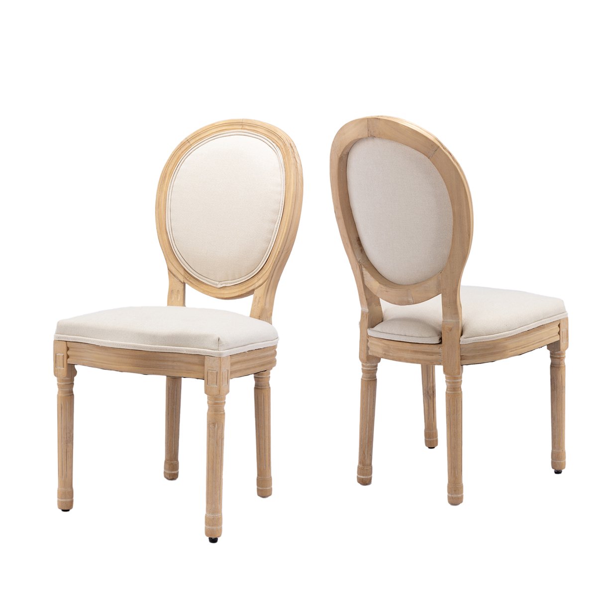 Lot de 2 chaises style classique à dossier ovale, KOAFAB beige, MEUBLES COSY