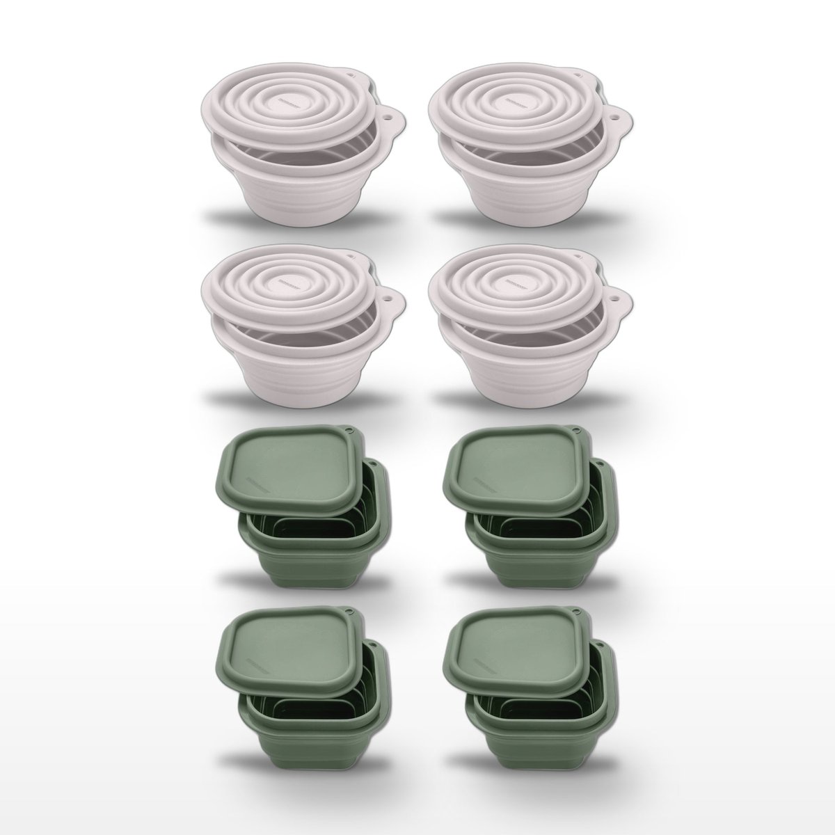 Lot de 8 lunch box 1 L avec 8 ustensiles de cuisine STORAGE blanc|vert, FACKELMANN