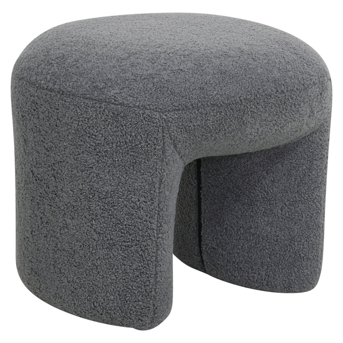 Pouf tissu effet laine bouclette gris bleu, ZAGO
