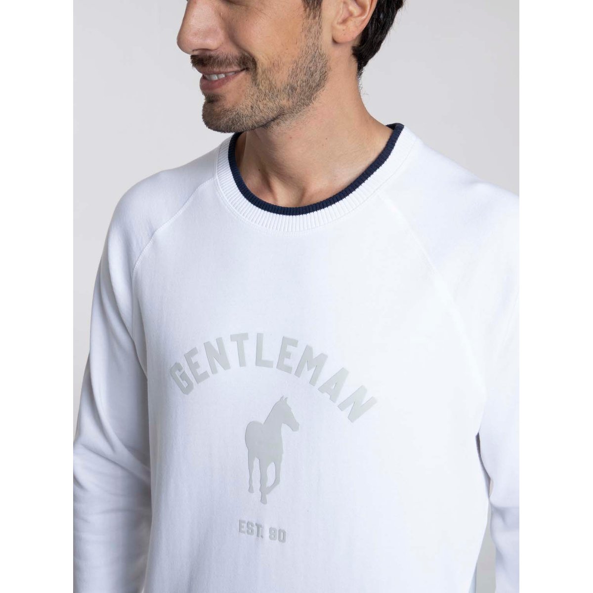 Sweat manches longues coton SENLIS blanc, GENTLEMAN FARMER