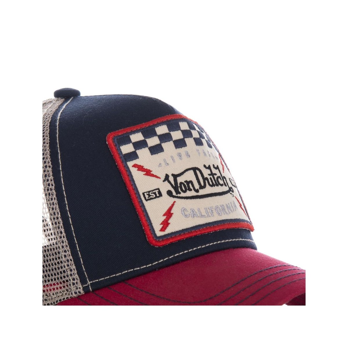 Casquette Trucker avec filet Square bleu/bordeaux, VON DUTCH