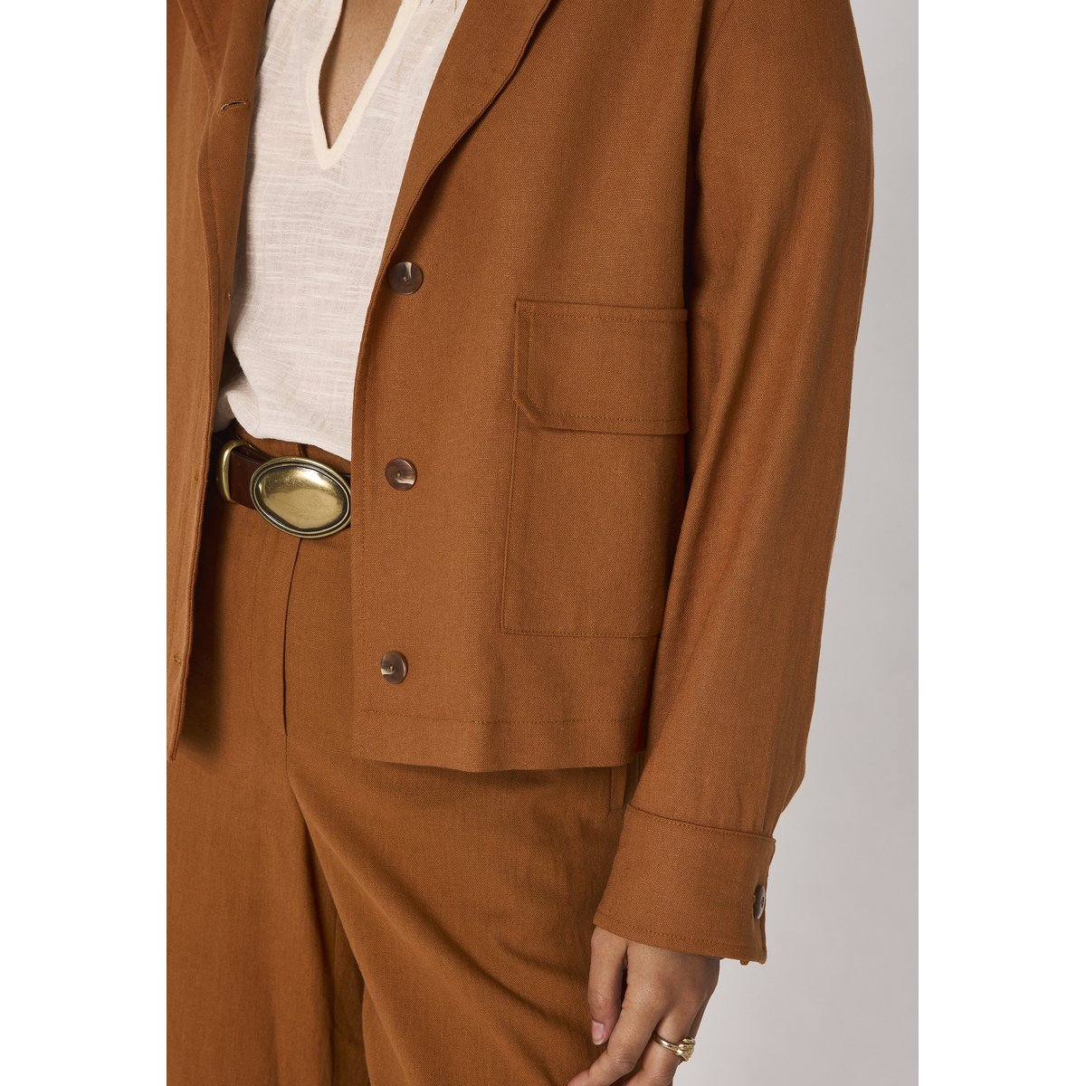Veste à manches longues en lin mélangé BLONDIE ocre, Maison 123