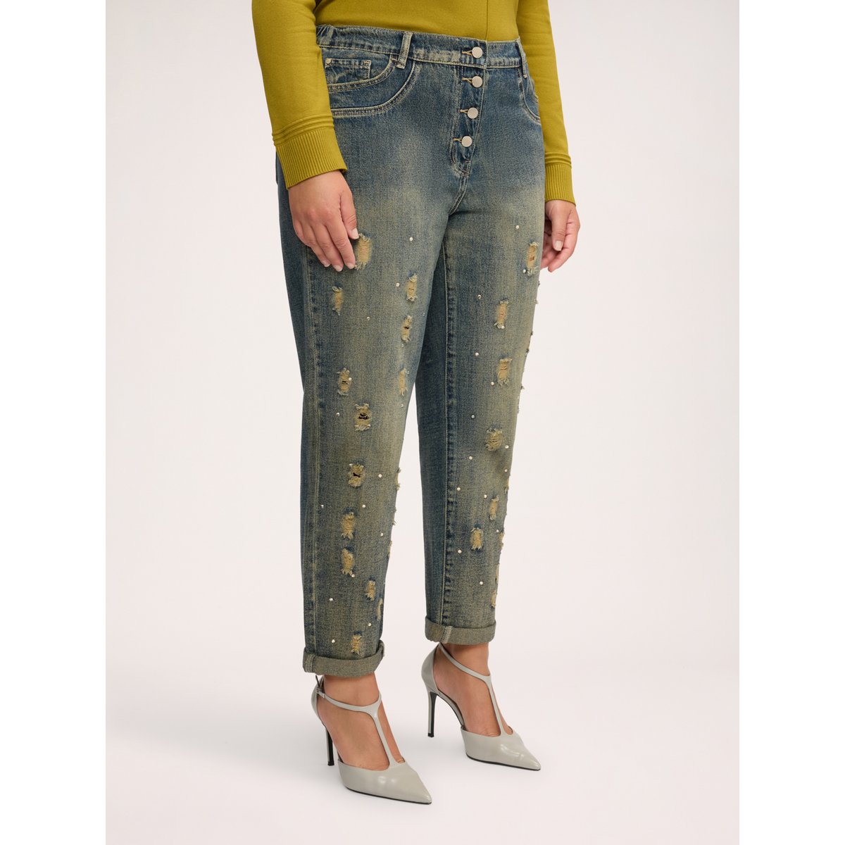 Jean Barrel effet stone washed bleu, FIORELLA RUBINO