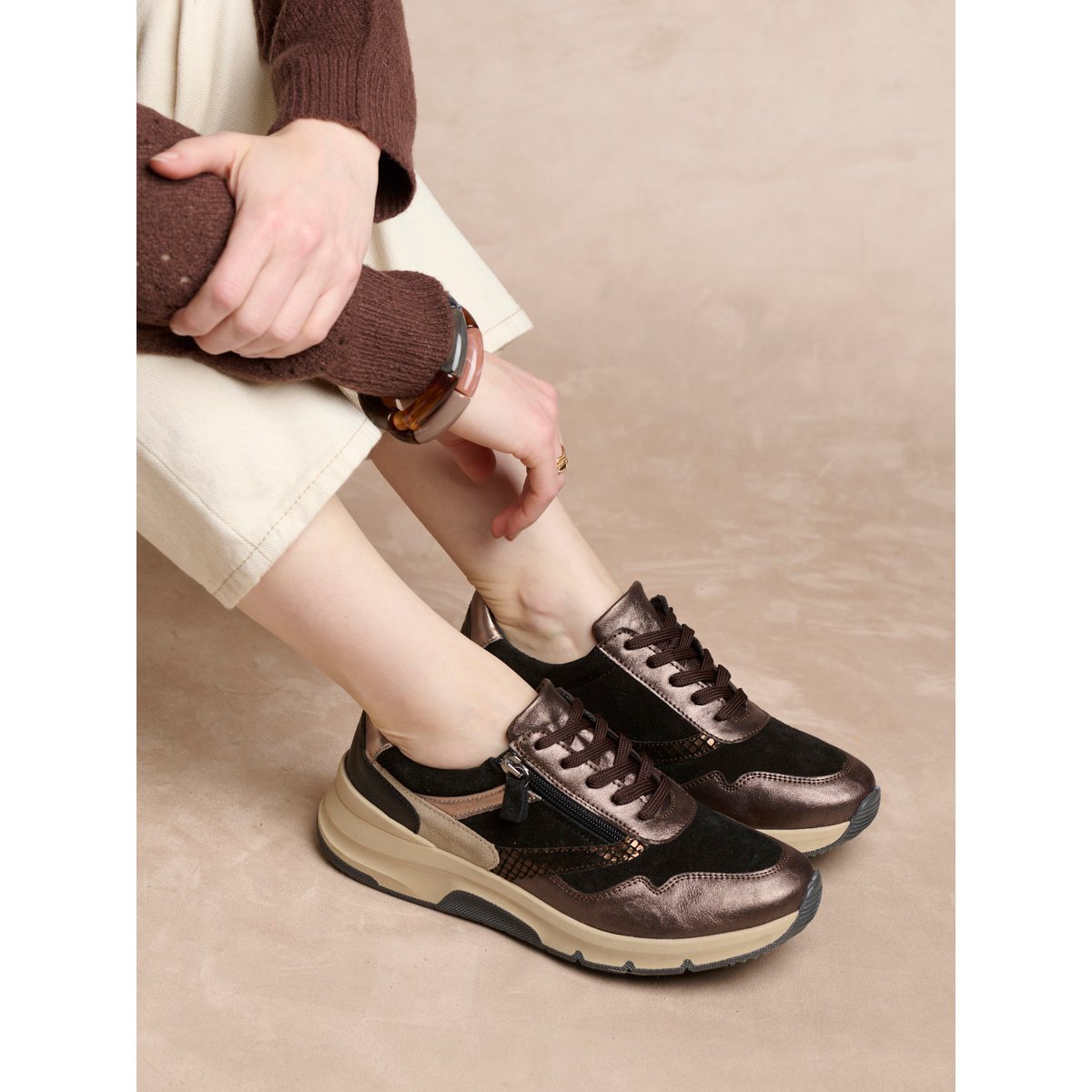 Derbies zippés talon 4 cm marron, PEDICONFORT