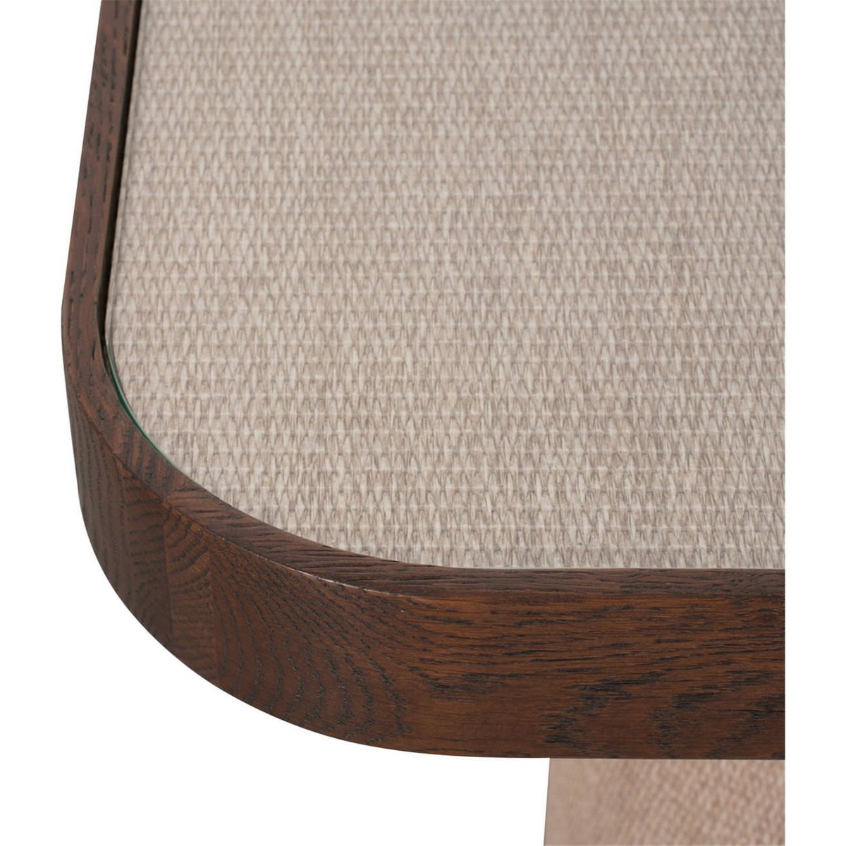 Table d'appoint WILLOX plateau verre beige et bois brun, RECOLLECTION