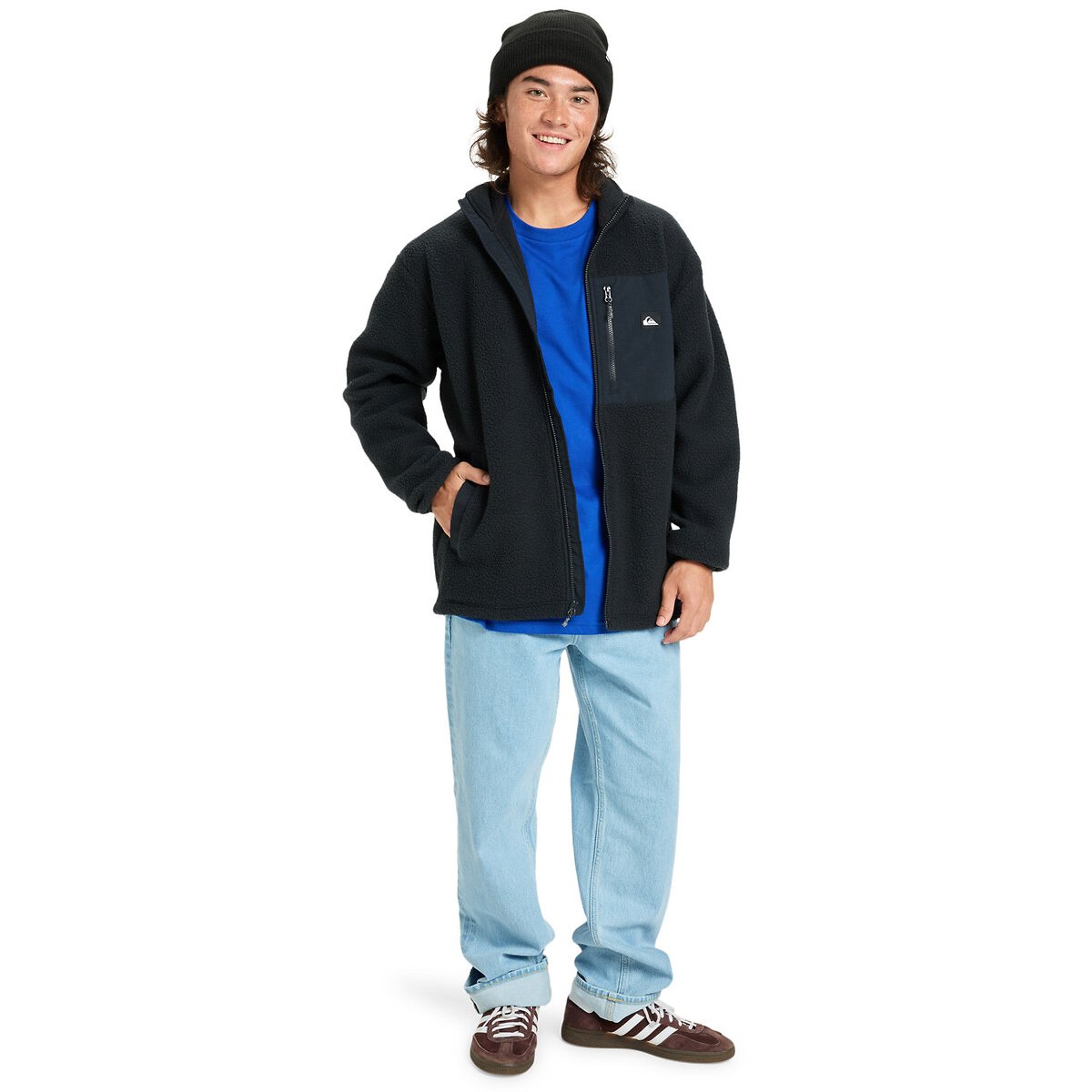 Clean Coast Zip-Up Jumper with High Neck black, QUIKSILVER
