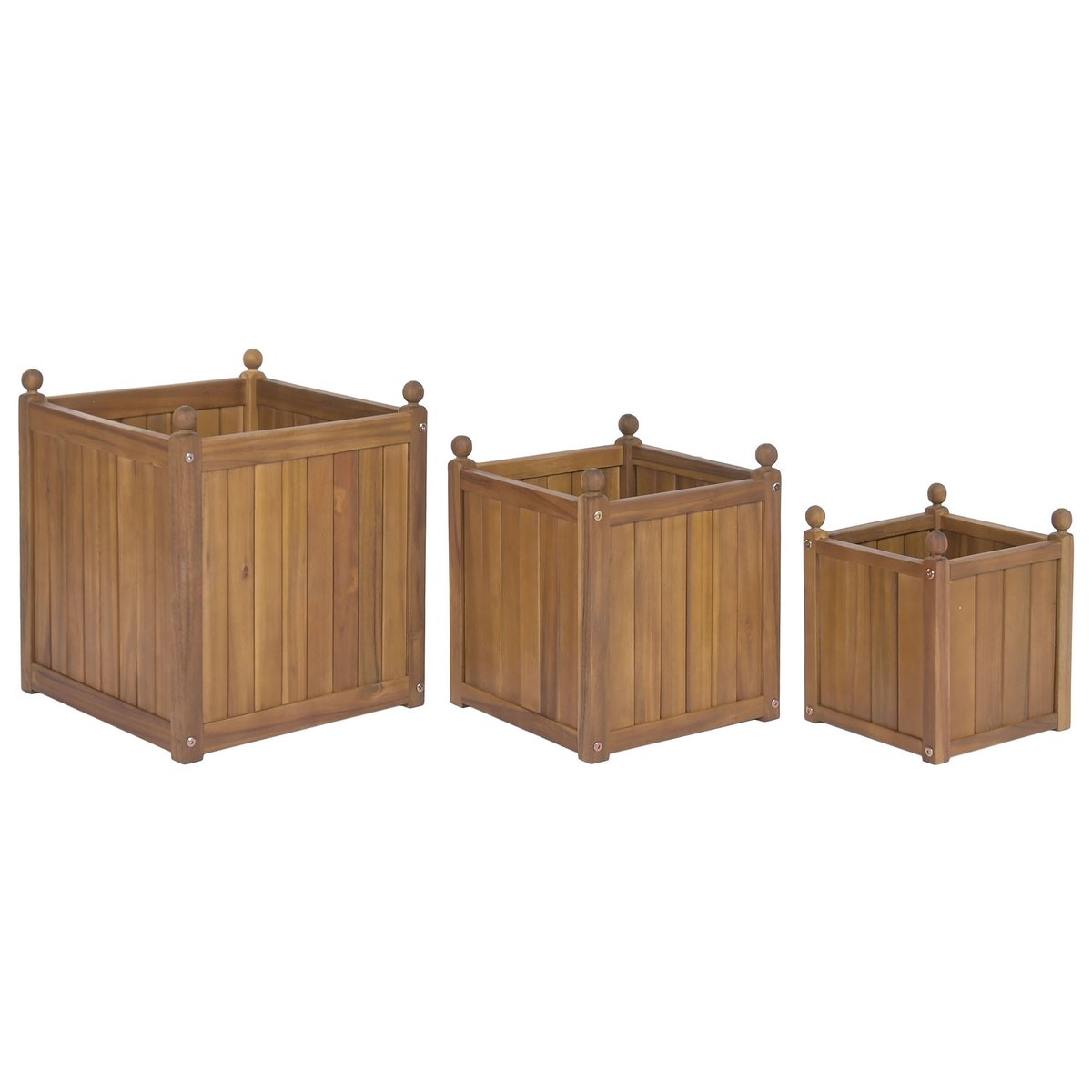 Set de 3 cache-pots classiques en bois d'acacia 40x40x46cm bois, WADIGA