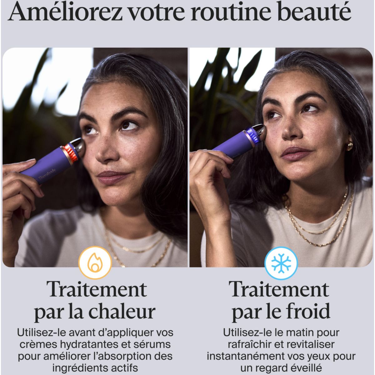 Appareil éclat visage TheraFace anti-cernes indigo couleur unique, THERAGUN