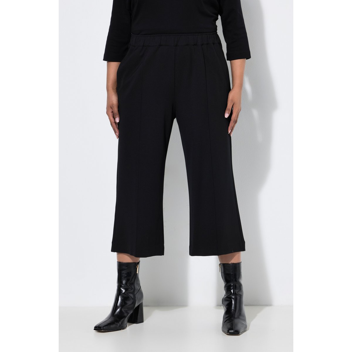 Jupe-culotte en point de Rome noir, ULLA POPKEN