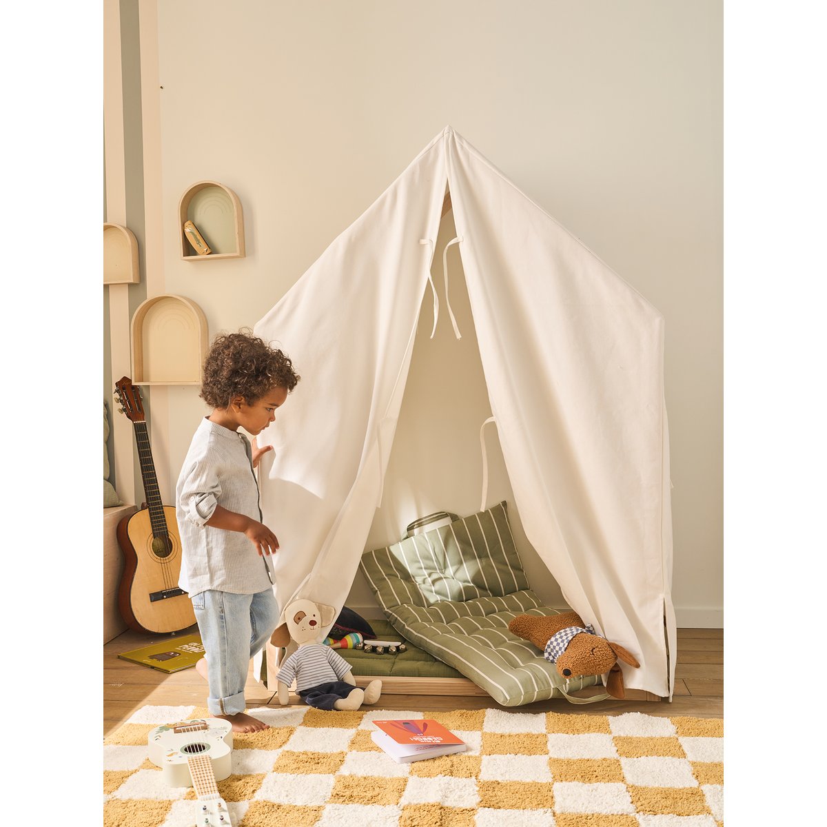 Lit enfant Cabane 90x190cm blanc, VERTBAUDET