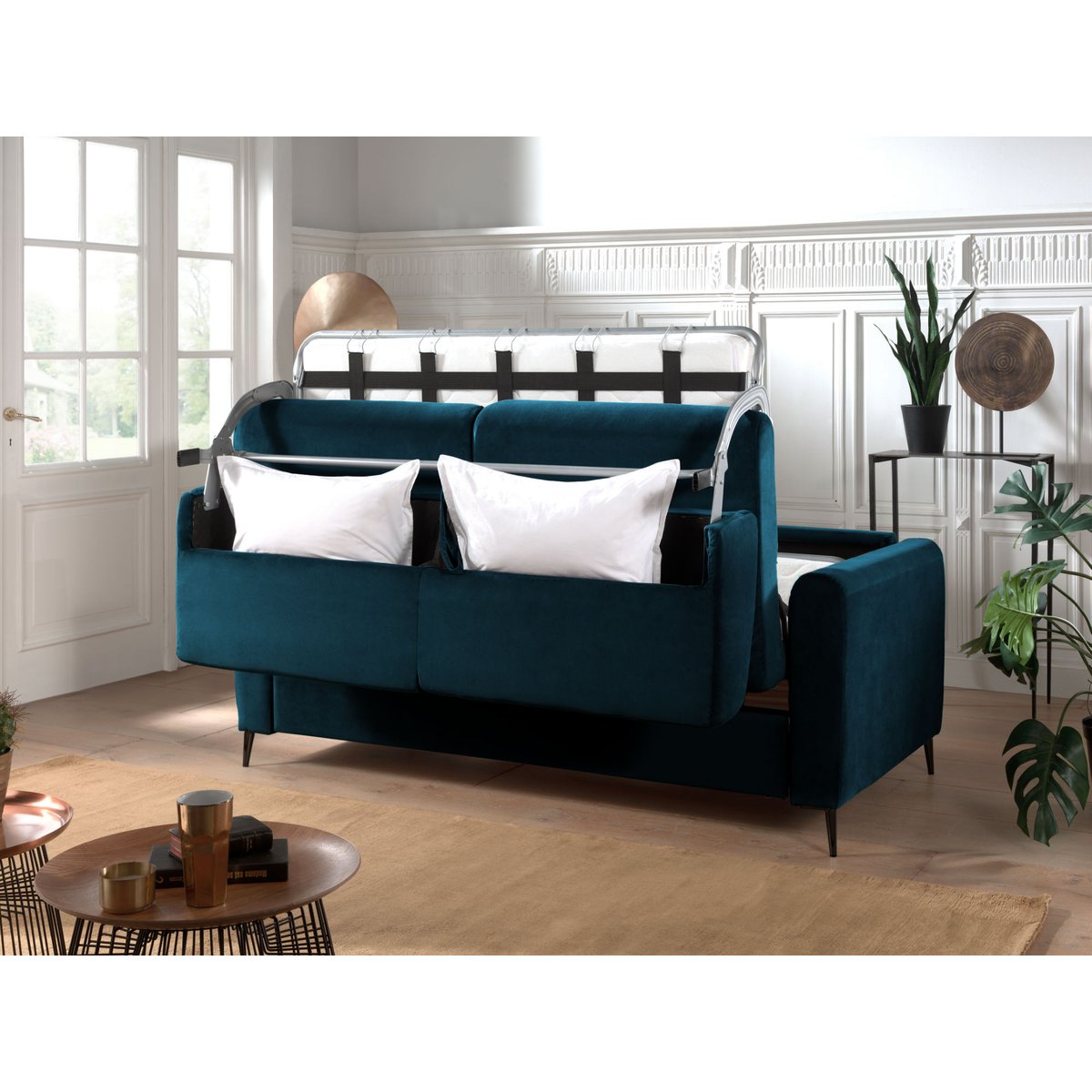 Lit - OWEN bleu canard, BEST MOBILIER