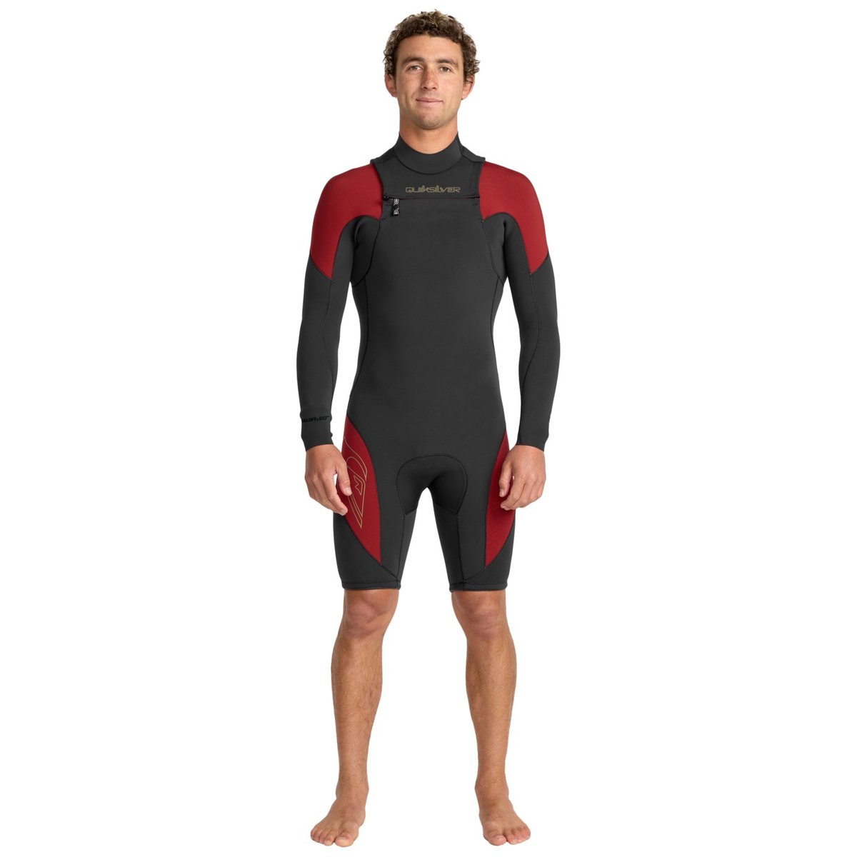 Springsuit manches longues front zip 2/2MM MERCURY rouge high risk red, QUIKSILVER