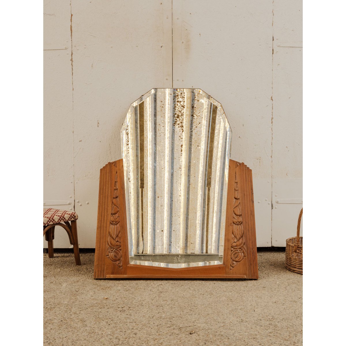 Miroir Art déco en bois Igor N°1019 - Bon état bois foncé, DEBONGOUT