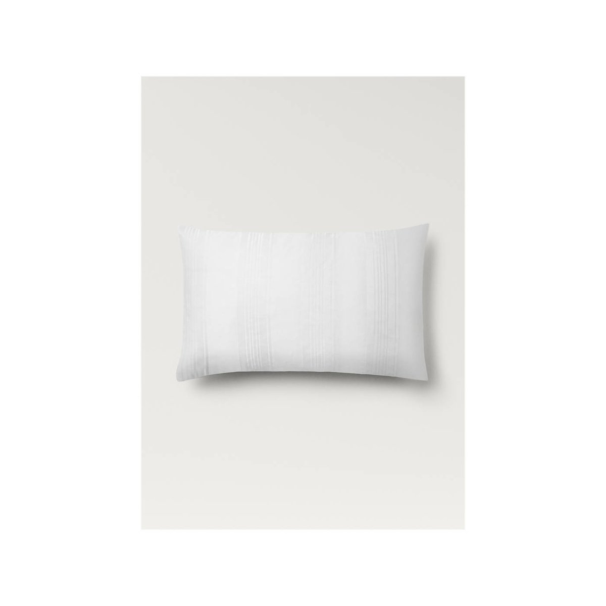 Deux taies d’oreiller coton satin 300 fils rayures 50x75 cm blanc, MANGO HOME