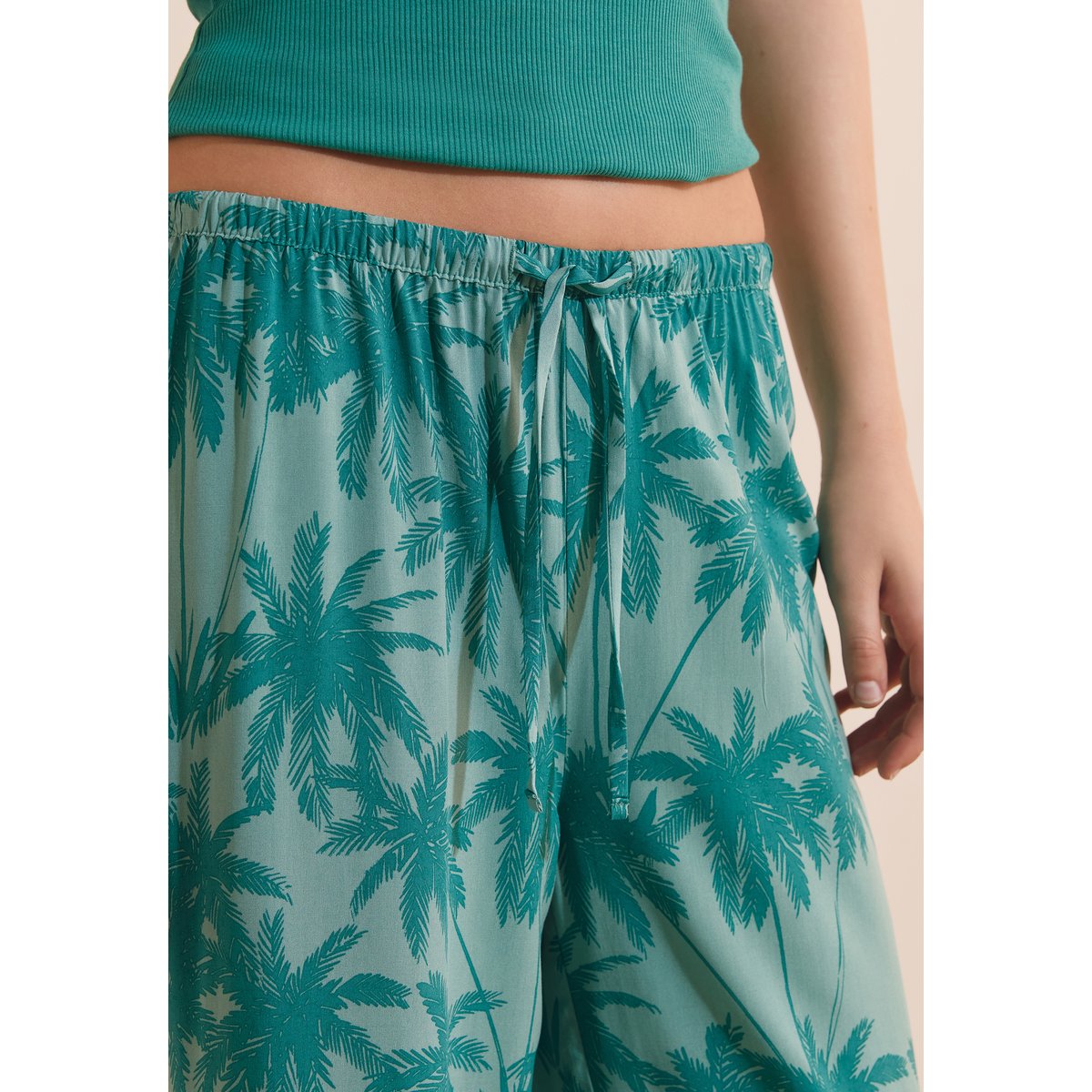 Pantalon de pyjama 7/8 à motifs SOLARIS vert, ETAM