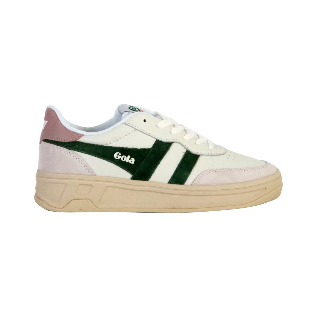 Basket Cuir Topspin blanc/vert foncé, GOLA