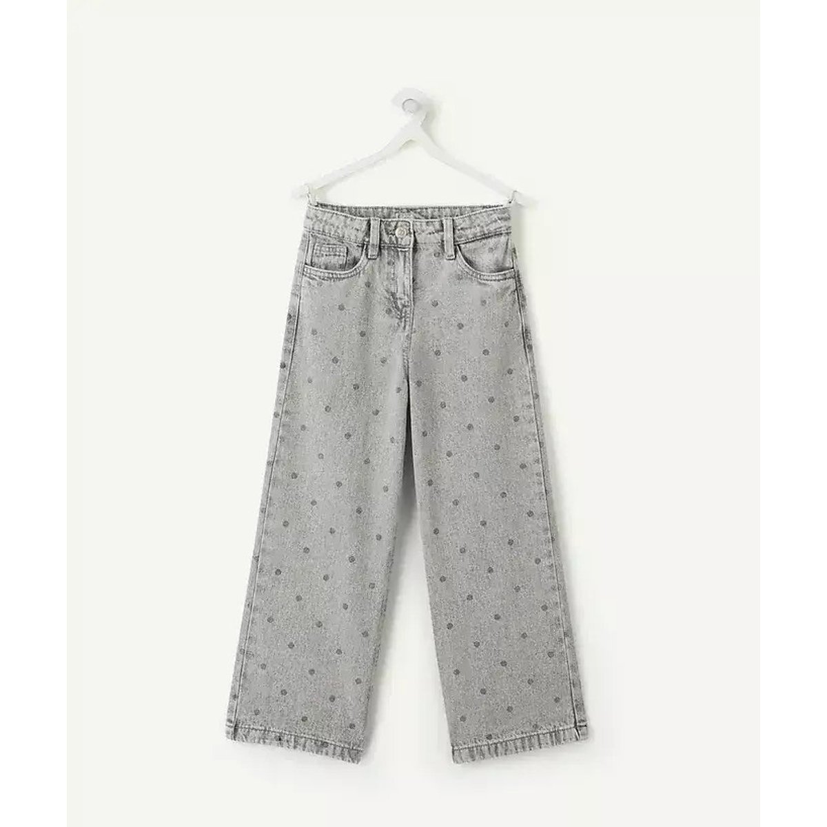 Pantalon large, imprimé pois gris denim, TAPE A L'OEIL