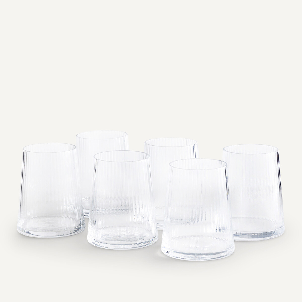 Confezione da 6 bicchieri da acqua striati, Strivi trasparente, AM.PM