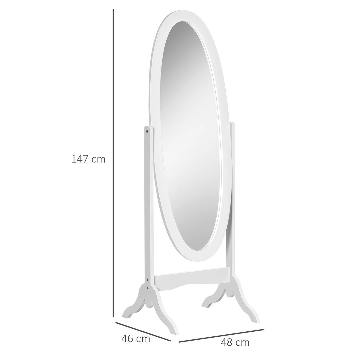 Miroir en pied MDF Blanc blanc, HOMCOM