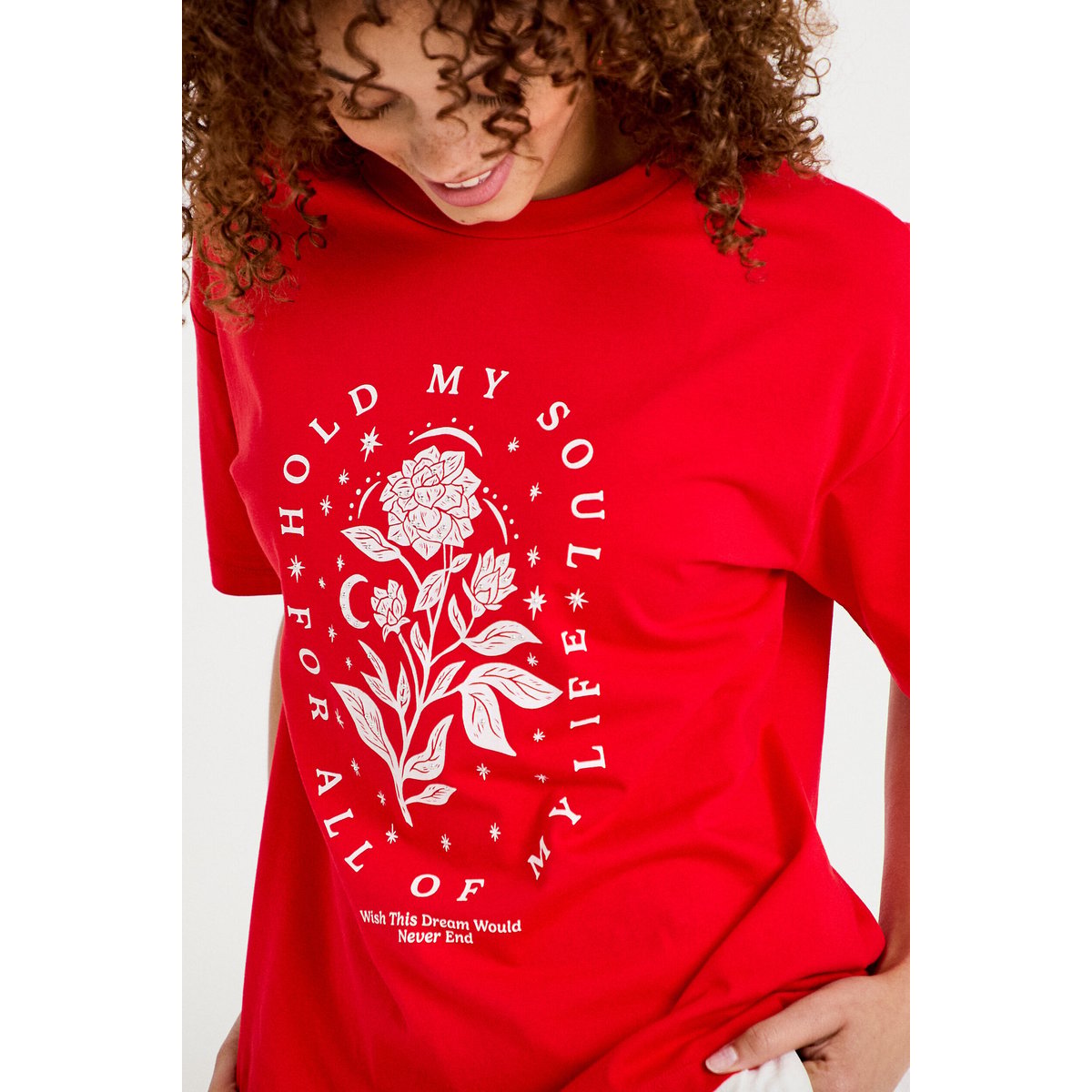 T-shirt oversize manches courtes rouge, CACHE CACHE