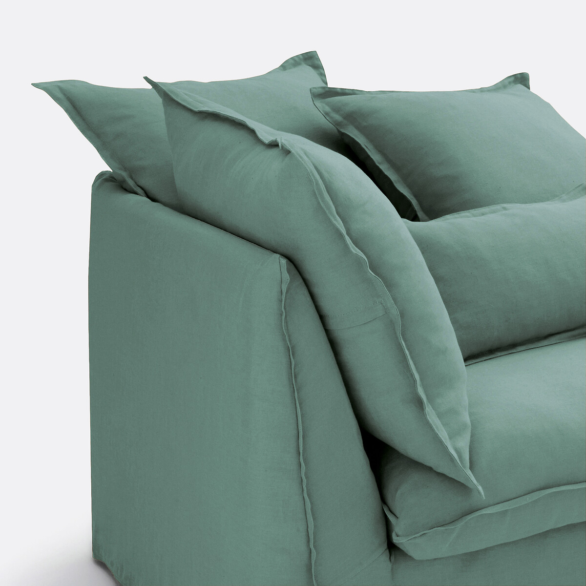 Chaise longue, sfoderabile, in lino stropicciato, ODNA verde salvia, LA REDOUTE INTERIEURS