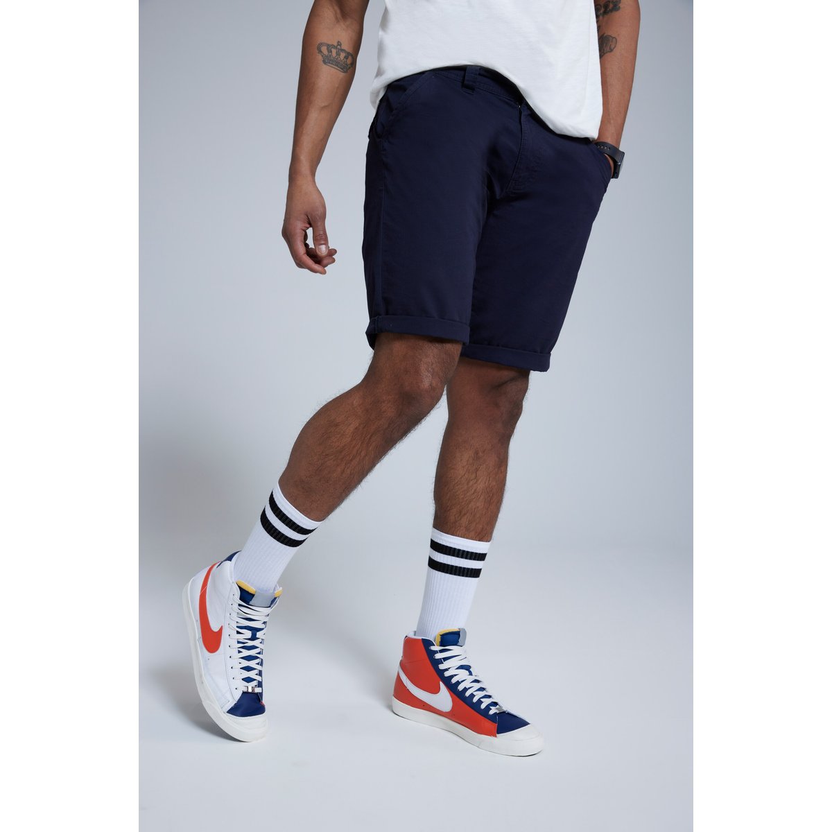 Bermuda chino, 4 poches marine foncé, STHUGE