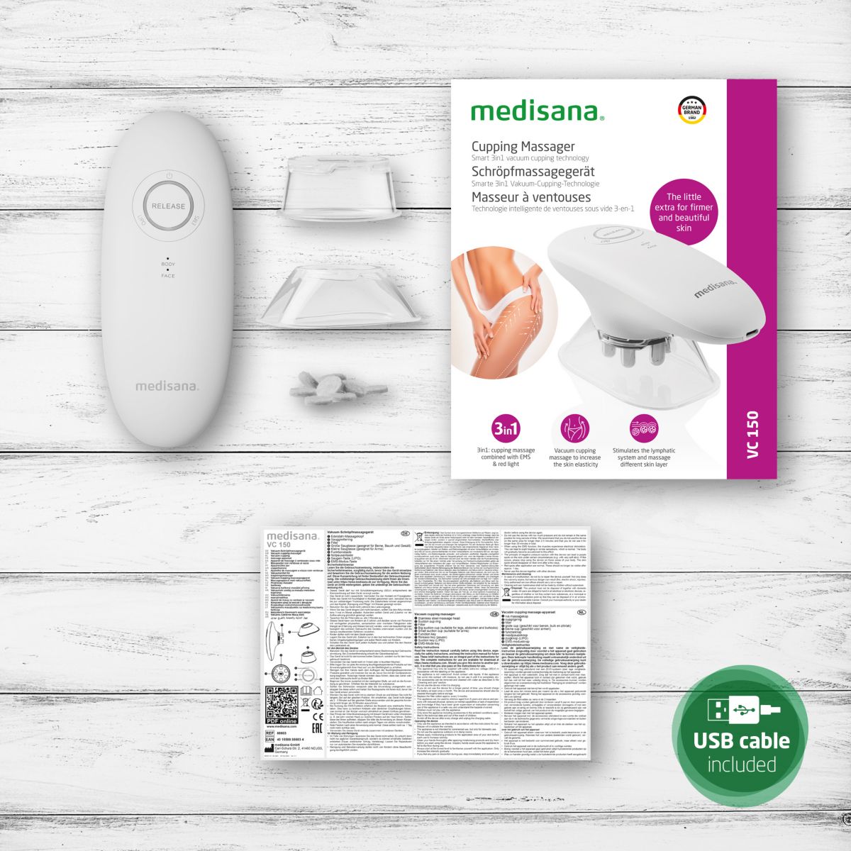 Appareil anti cellulite a ventouse 3 en 1 VC 150 couleur unique, MEDISANA