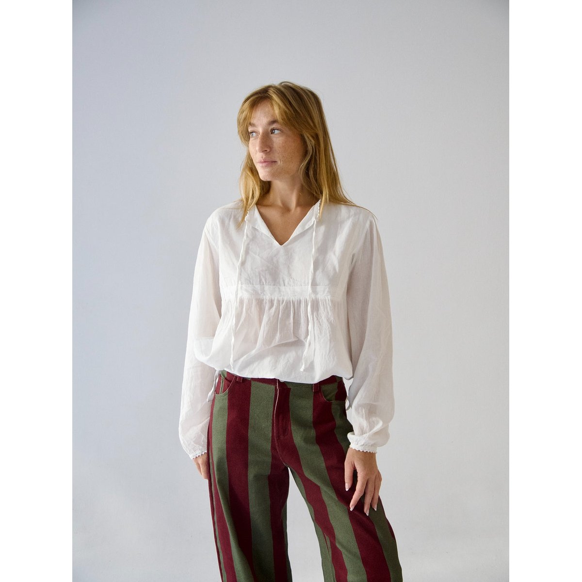 Blouse bohème col V VIOLETA blanc, MINDTRAVELER