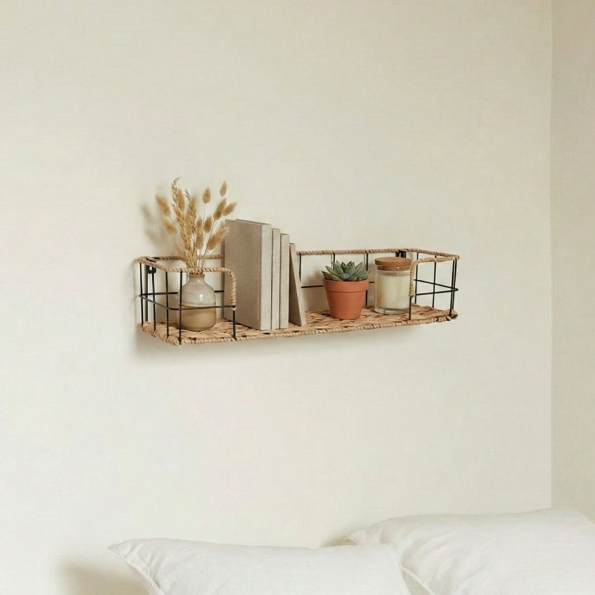 Etagère murale en corde et métal 55cm noir, ORNAMI