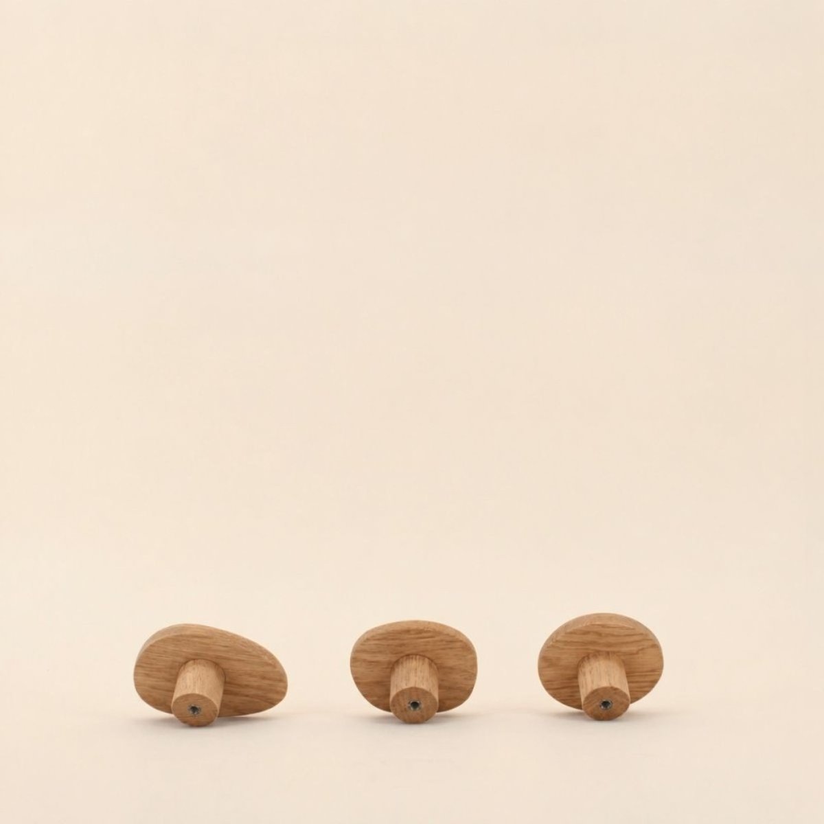 Set de 3 patères galet en bois marron, BAZAR DE LUXE