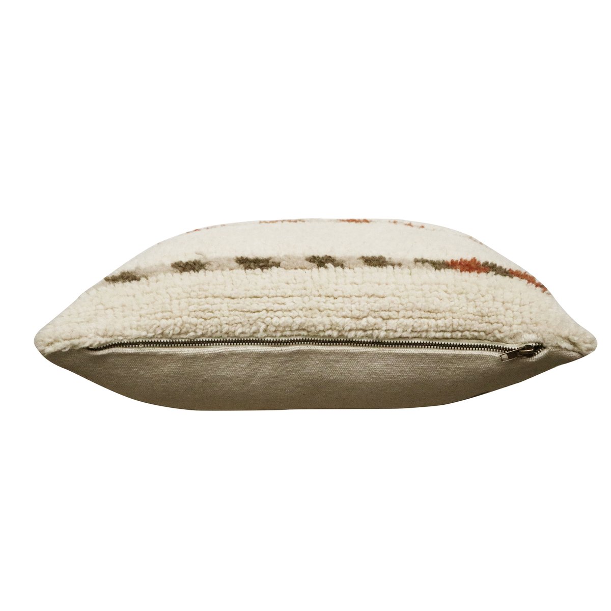 Coussin avec housse en laine Jajim NOMAD coquillage, terre cuite, LORENA CANALS