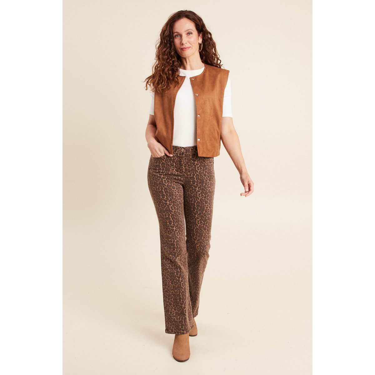 Pantalon magique L'Unique coupe bootcut marron cognac, BREAL