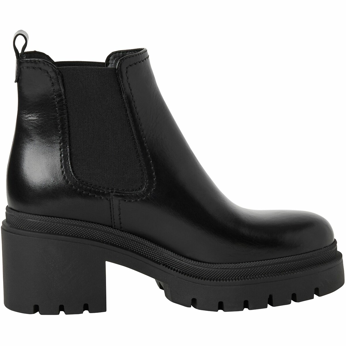 Boots chunky en cuir noir, TAMARIS