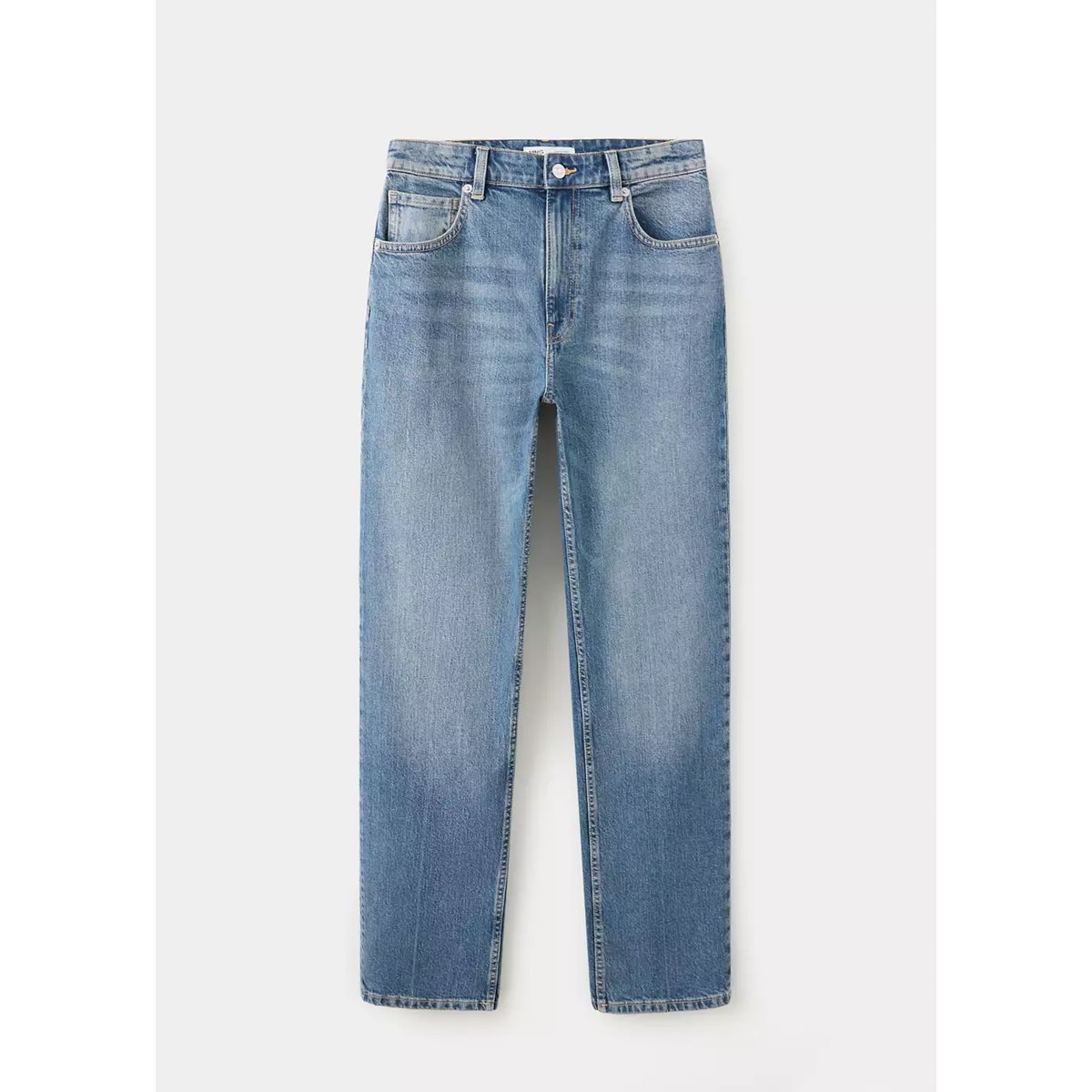 Jean droit taille haute bleu moyen, MANGO