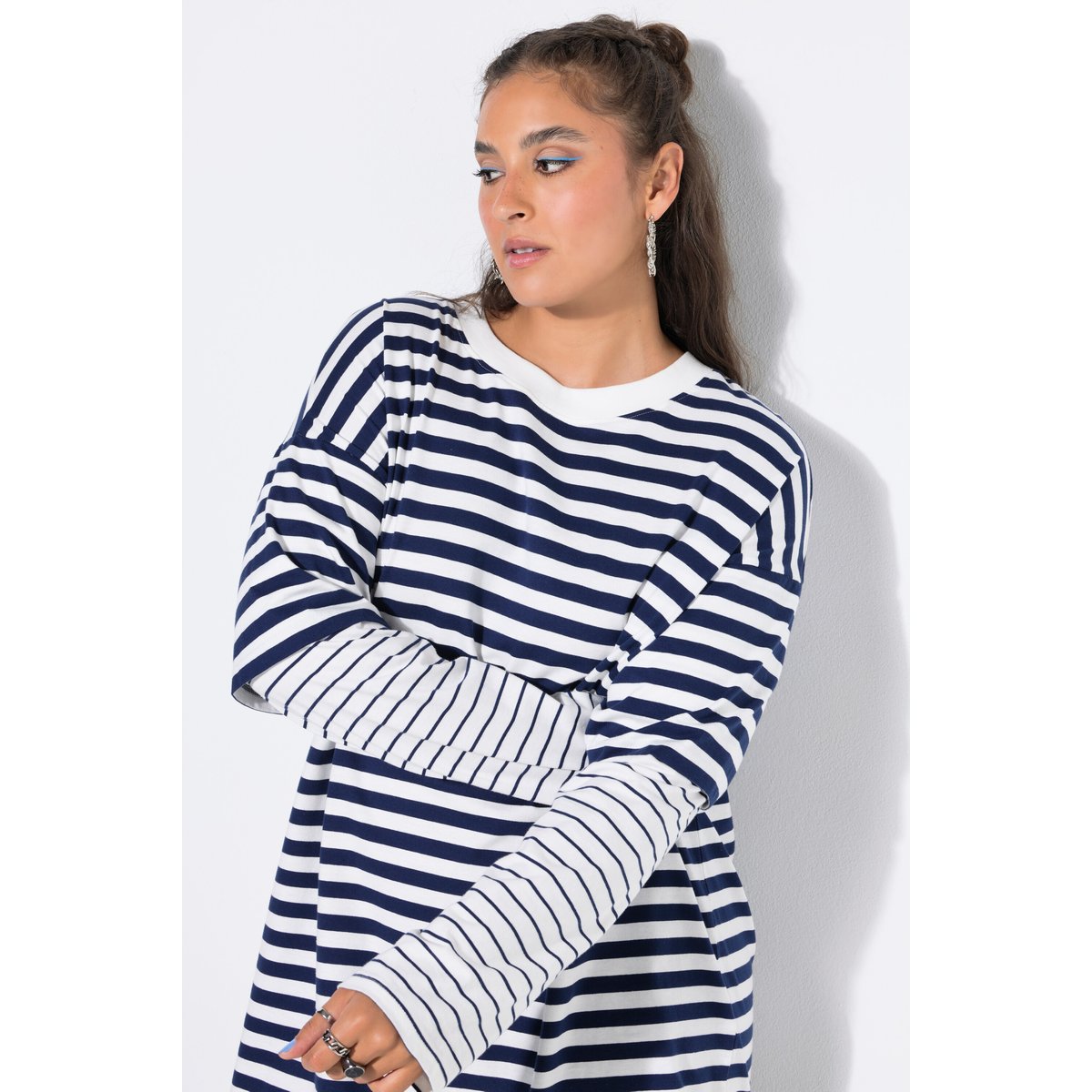 T-shirt à manches longues, coupe oversize bleu nuit, STUDIO UNTOLD