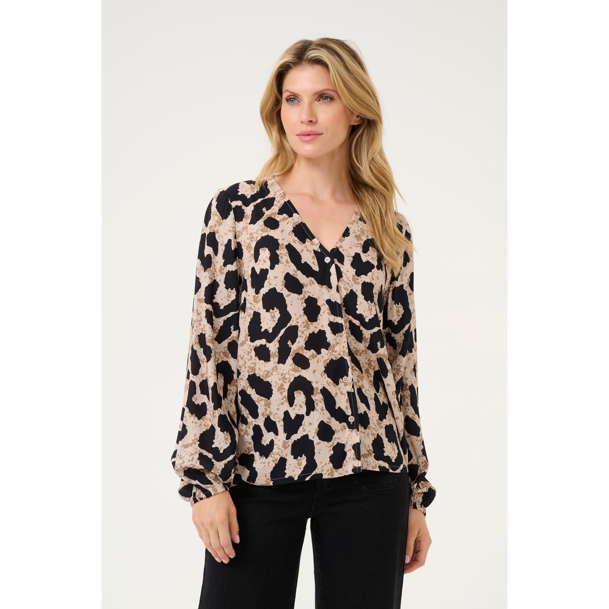 Long sleeved blouse multicoloré animalier, KAFFE