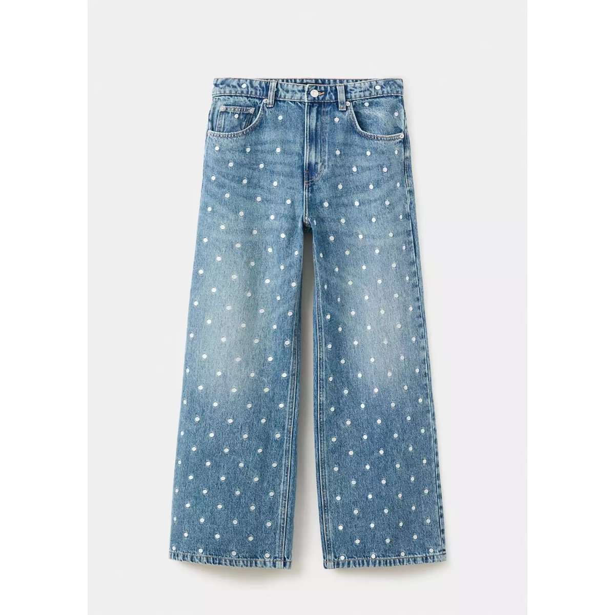 Jean droit à pois bleu moyen, MANGO
