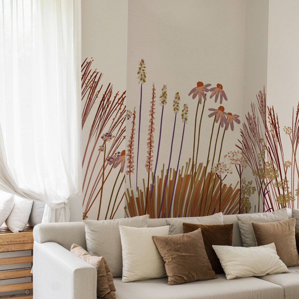 Papier peint panoramique Jardin à l'anglaise, Terracotta 150 x 250cm terracotta, ACTE DECO