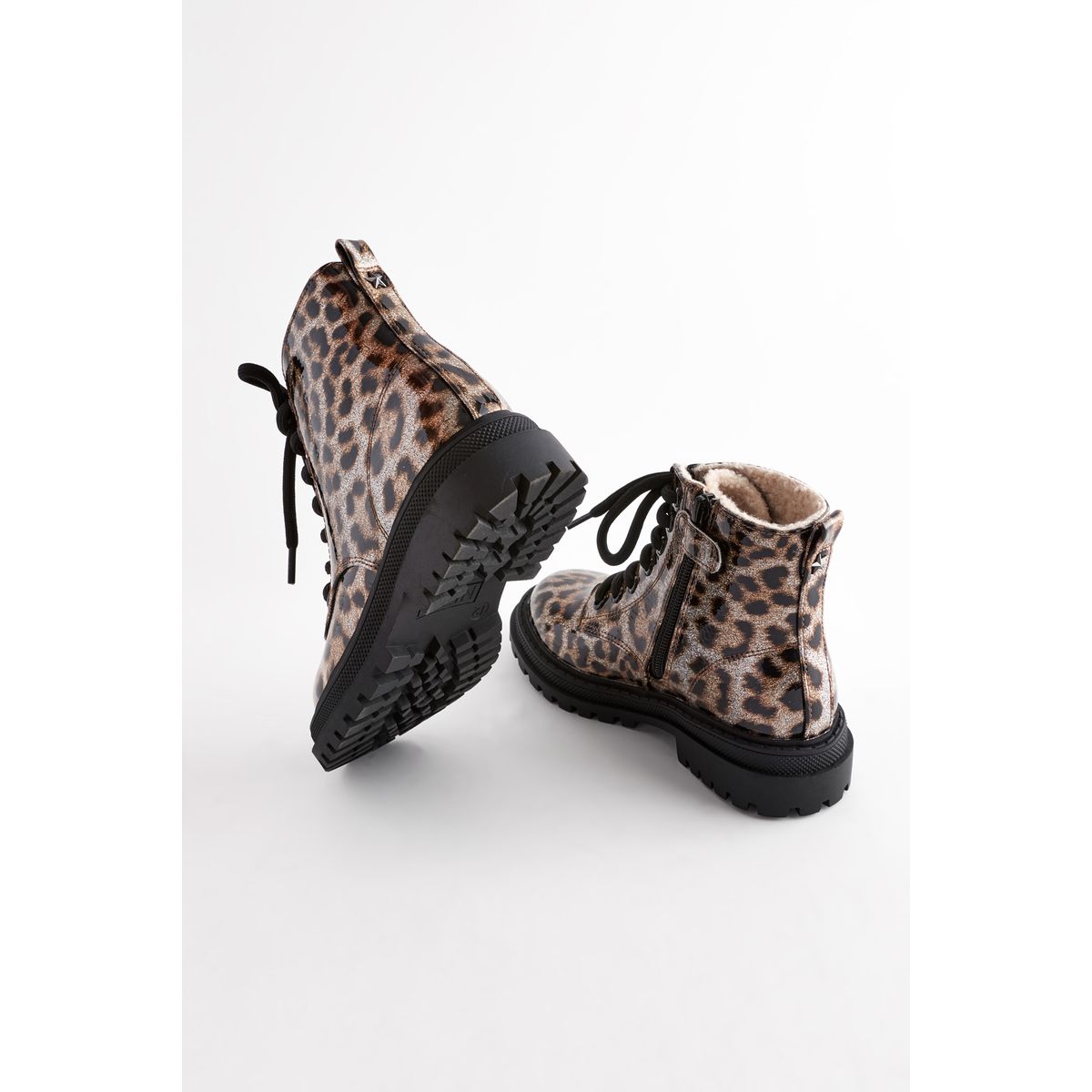 Bottines avec doublure chaude pointure large marron imprimé animal, NEXT